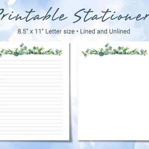 Papel de carta con temática de vegetación, papel de escritura personal con eucalipto, plantilla de Goodnotes