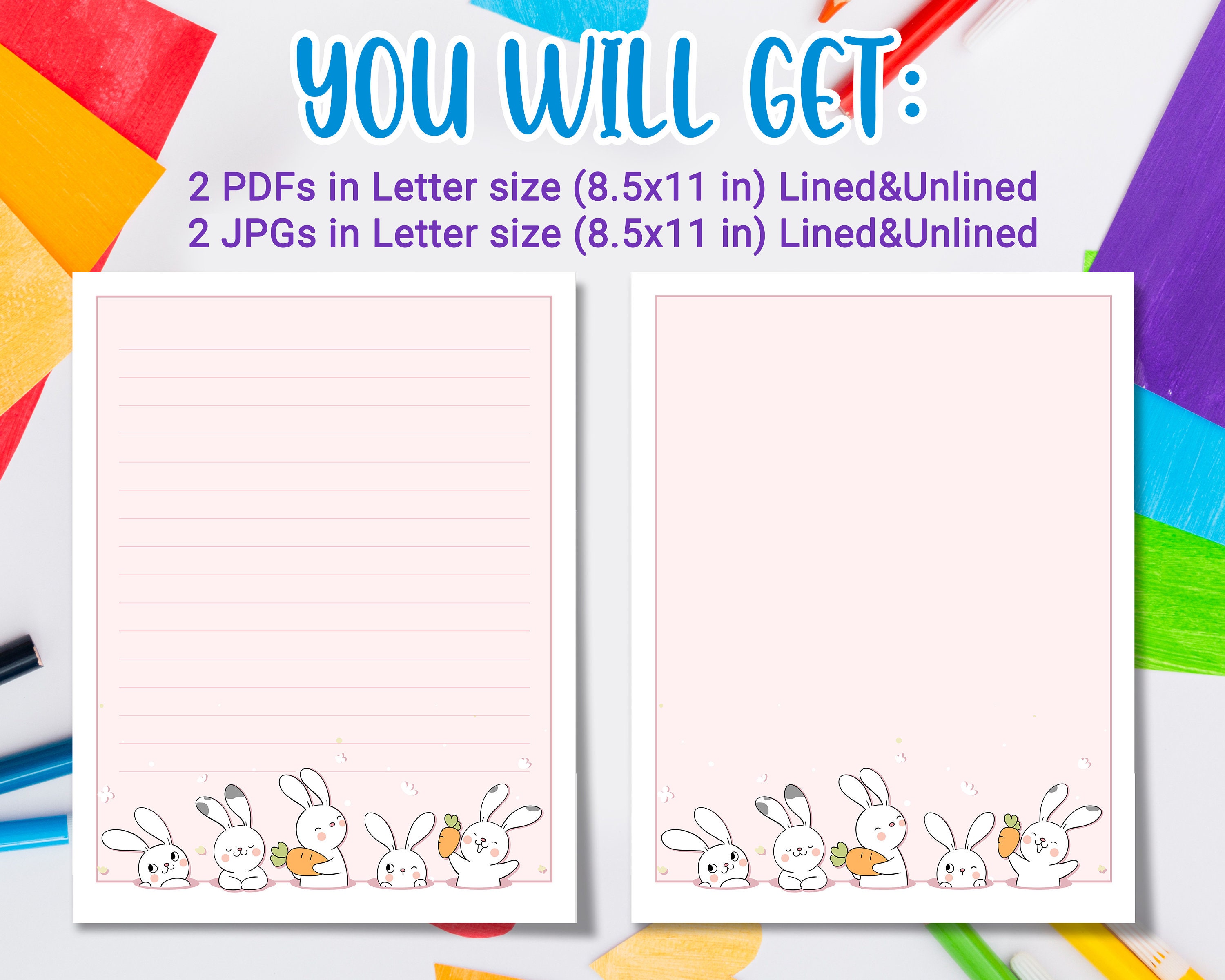 Kawaii Stationery Printable for Kids, Printable Letter Writing With ...