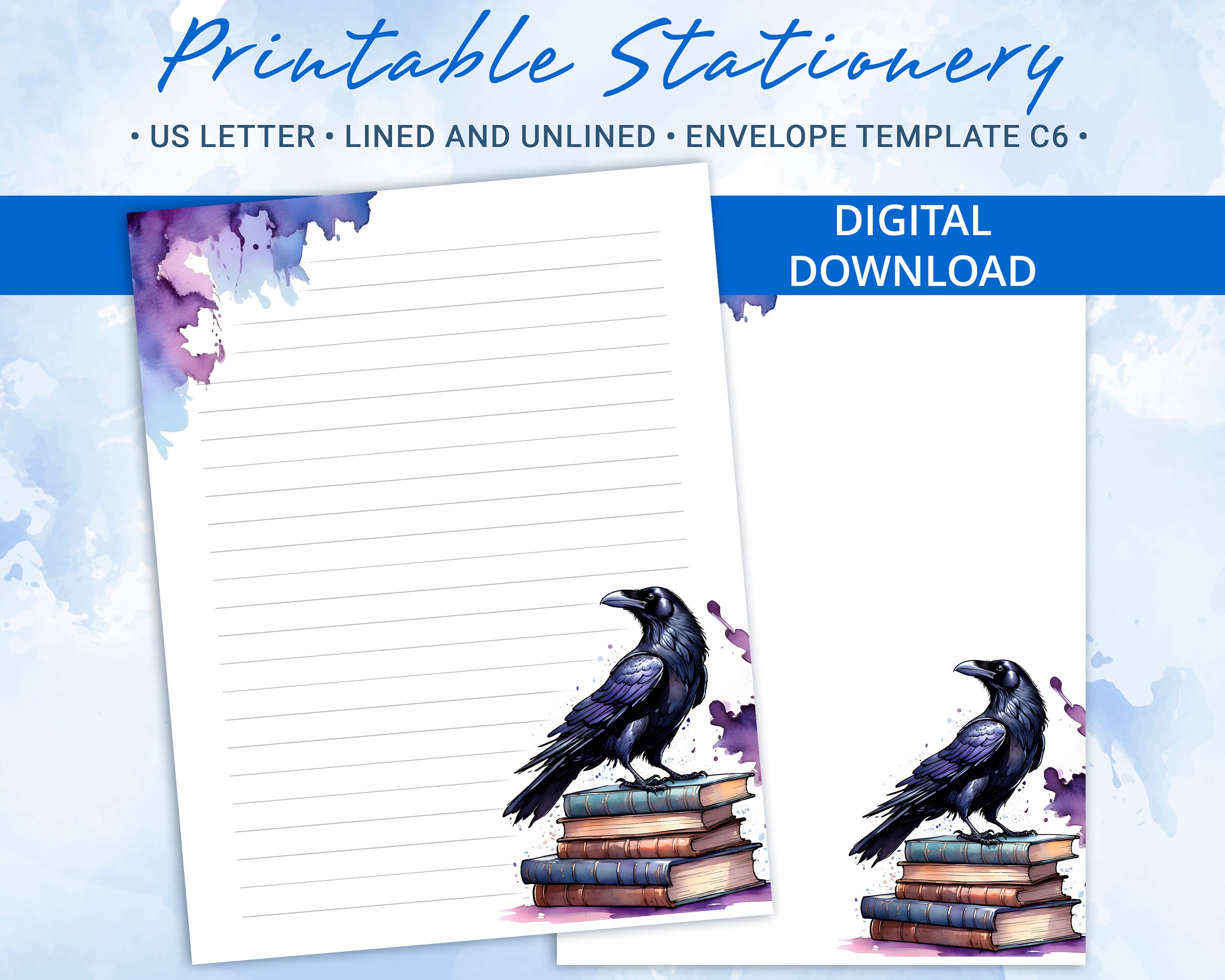Printable Stationery Lined Paper, Printable Writing Paper With a Black ...