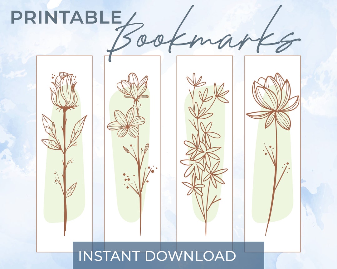 Printable Bookmarks, Botanical Bookmarks, Printable Bookmarks Set, Book ...