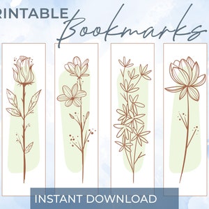 Printable Bookmarks, Botanical Bookmarks, Printable Bookmarks Set, Book Lovers Gifts