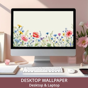 Floral Desktop Wallpaper – Aesthetic Wildflowers Background for Computer & Laptop | Digital Download | 4K