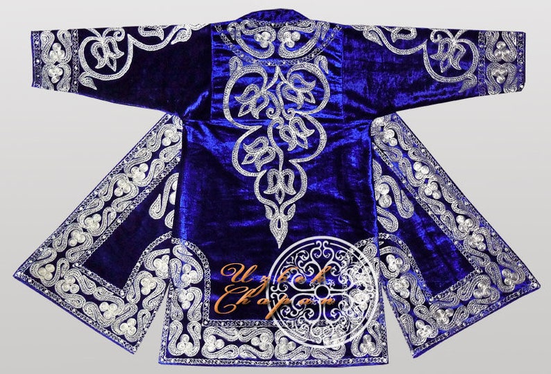 Beautiful Silk Embroidered Uzbek Chapan Light Coat Kaftan Robe From Uzbekistan Author's shops Work Ready To Wear 010