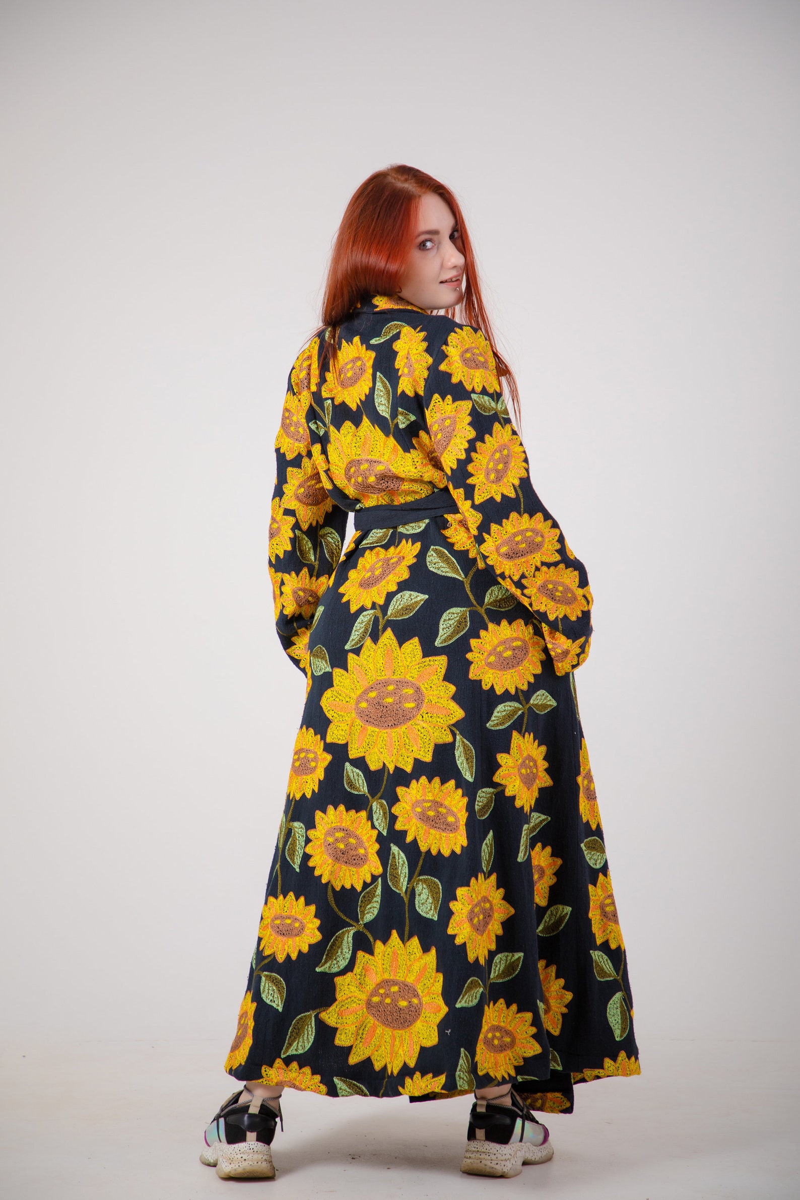 Sunflower Dress Sunflower Wrap Dress Spring Dress Classic Etsy