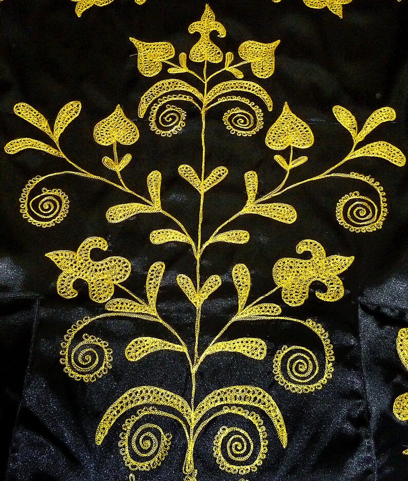 Black Gold Embroidered Uzbek Silk Chapan Light Coat Kaftan - Etsy