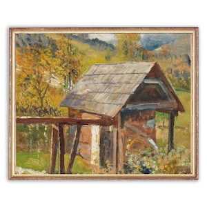 Vintage Old Mill Painting | Woods Forest Nature Painting | Antique Landscape Painting | 19th Century Art Print | PRINTABLE art