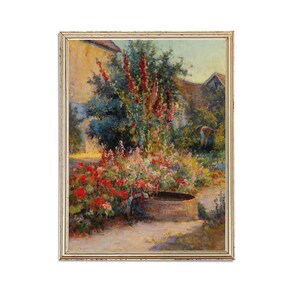 Vintage Plants Flowers in Yard Painting | Antique Garden Painting | Old House Painting | 19th Century Art Print | PRINTABLE art