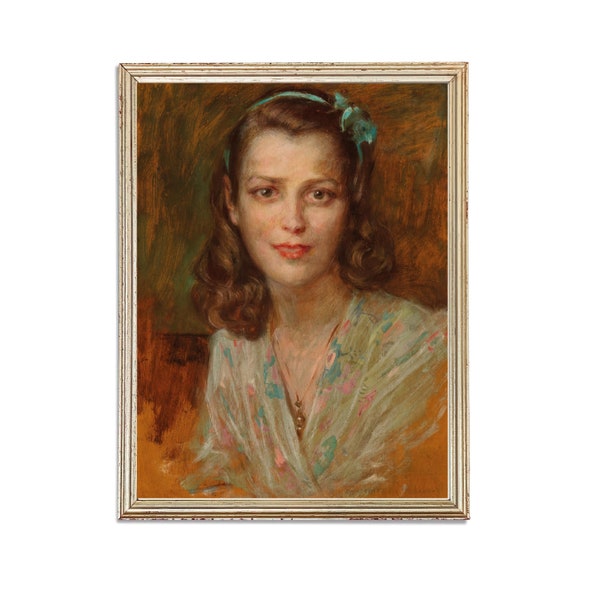 Vintage Girl Portrait Painting | Vintage Woman Portrait Painting | Antique Woman Portrait Painting | 19th Century Art Print | PRINTABLE art