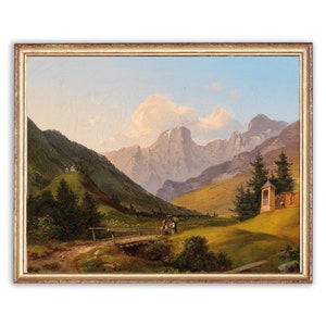 Vintage Mountain Landscape Painting | Antique Farmers Artwork | Classic Nature Hills Poster | 19th Century Art Print | PRINTABLE art