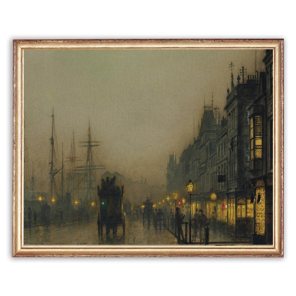 Vintage Architecture Painting | Antique Old City Street Lights Artwork | Classic Cityscape Poster | 19th Century Art Print | PRINTABLE art