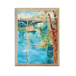 Vintage Bridge Painting | Antique River Landscape Artwork | Classic Riverscape Nature Poster | 19th Century Art Print | PRINTABLE art