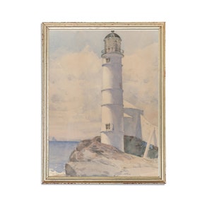 Vintage Lighthouse Painting Antique Seascape Marine Artwork Classic Sea Nautical Poster 19th Century Art Print PRINTABLE Art image 1