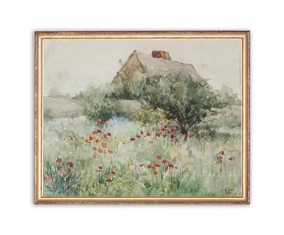 Vintage Flowers Yard Painting Antique Garden House Artwork Classic