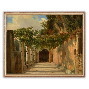 Vintage Vineyard Painting | Antique Building Artwork | Classic Countryside Grapes Poster | 19th Century Art Print | PRINTABLE art
