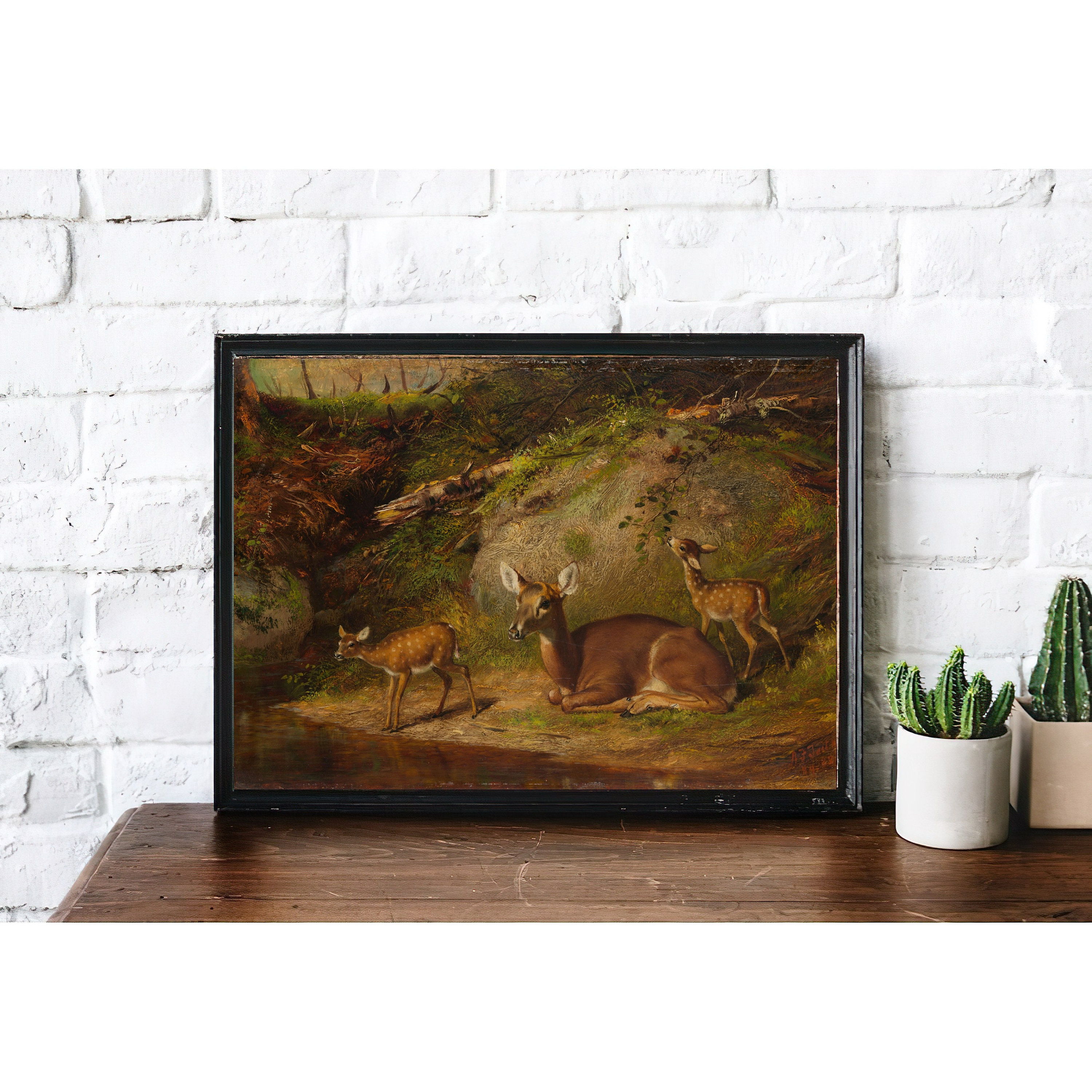 Vintage Animal Portrait Painting Antique Deer Doe Fawn - Etsy