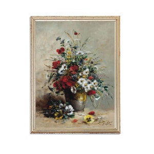 Vintage Vase of Flowers Painting | Antique Still Life Artwork | Classic Colorful Flowers Poster | 19th Century Art Print | PRINTABLE art
