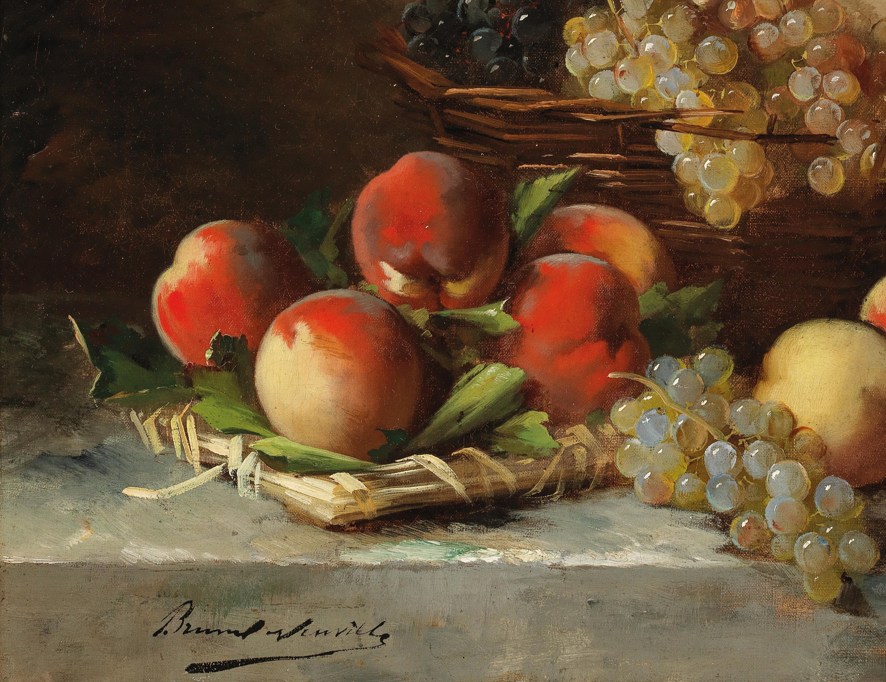 ヴィンテージ フルーツバスケットの絵画 | ヴィンテージ 油絵の静物画