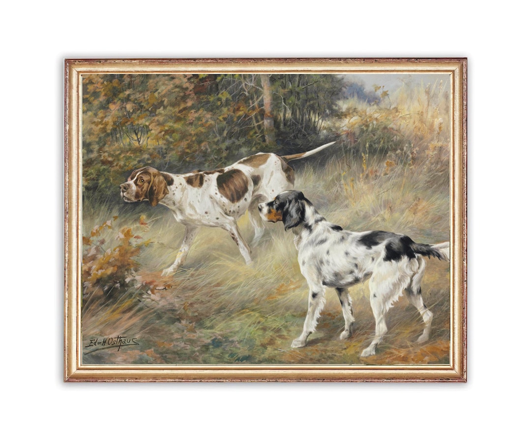 Vintage Pointer Dogs Painting Pointers Hunting Painting Oil