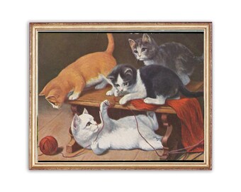 ヴィンテージ子猫の絵画：19世紀の猫の芸術（デジタルダウンロード