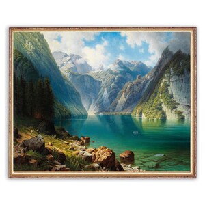 Vintage River Canyon Painting | Mountain Nature Painting | River in Mountain Landscape Painting | 19th Century Art Print | PRINTABLE art