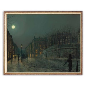 Vintage Architecture West Painting | Antique Cityscape Street Lights Artwork | Classic Town Poster | 19th Century Art Print | PRINTABLE art