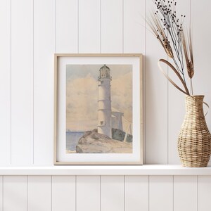 Vintage Lighthouse Painting Antique Seascape Marine Artwork Classic Sea Nautical Poster 19th Century Art Print PRINTABLE Art image 3