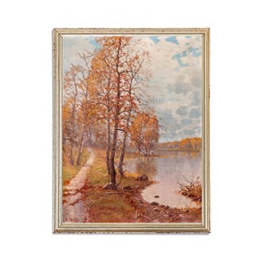 Vintage Riverscape Painting | Antique Nature Landscape Artwork | Classic Trees River Poster | 19th Century Art Print | PRINTABLE art