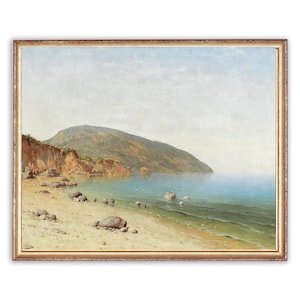 Vintage Ocean Painting | Vintage Oil Seascape Marine Painting | Beach Shore Landscape Painting | 19th Century Art Print | PRINTABLE art