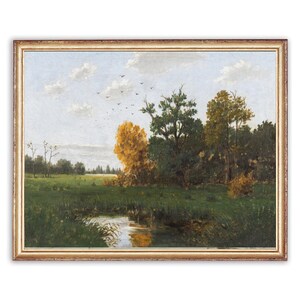 Vintage Field Pond Painting | Woods Forest Painting | Antique Nature Landscape Painting | 19th Century Art Print | PRINTABLE art
