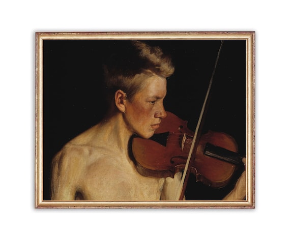 油絵？アンティーク絵画ヴァイオリン