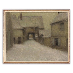 Vintage Old Street Painting | Antique Architecture Artwork | Classic Town Houses Poster | 19th Century Art Print | PRINTABLE art