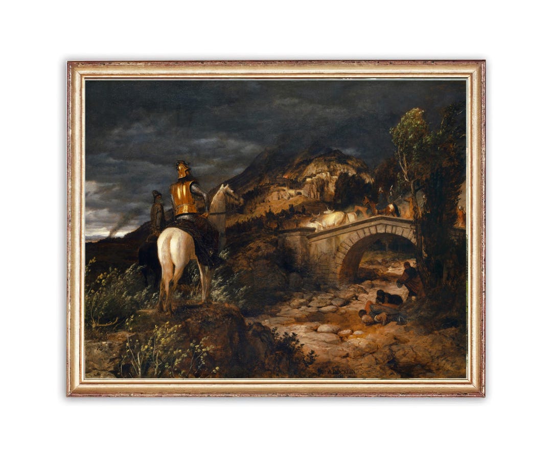 Vintage Goth Horse Rider Painting | Antique Historical Artwork ...