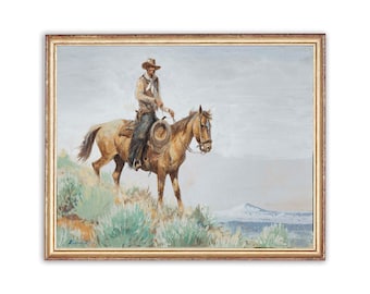Vintage Cowboy Old West Painting | Antique Western Artwork | Classic Horse Rider Art | 19th Century Old West Art Print | PRINTABLE art