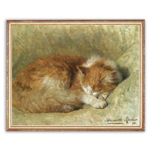 Vintage Kitten Sleeping Painting | Antique Animal Pet Artwork | Classic Cat Portrait Poster | 19th Century Art Print | PRINTABLE art