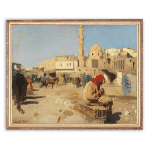 Vintage Egypt Cairo  Painting | Antique Sultan Mosque Painting | Architecture Desert Painting | 19th Century Art Print | PRINTABLE art