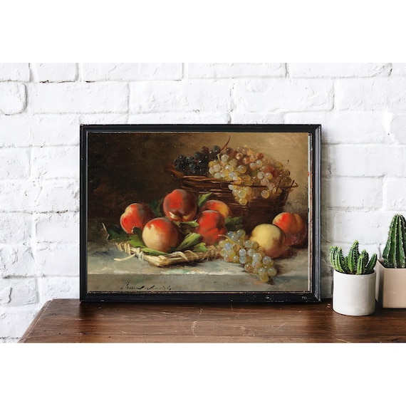 ヴィンテージ フルーツバスケットの絵画 | ヴィンテージ 油絵の静物画