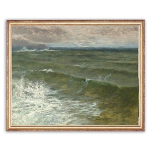 Stunning Stormy Ocean Waves Painting for Vintage Lovers, Vintage Painting Print, Seascape Painting, Digital Prints, Downloadable Print
