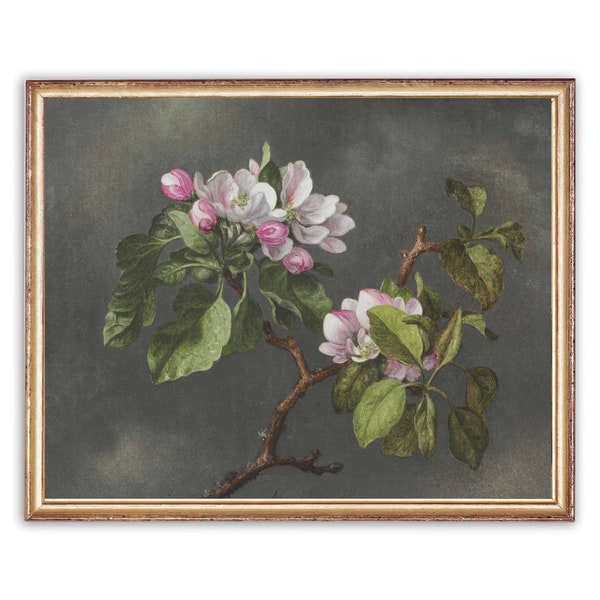 Vintage Tree Landscape Painting | Vintage Oil Apple Blossom Painting | Flower, Plant Painting | 19th Century Art Print | PRINTABLE art