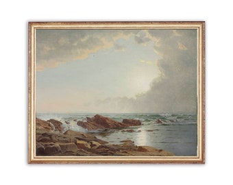 Vintage Coastal Landscape Painting | Seascape Painting | Oil Vintage Coast Painting | Classic Ocean Art Print | PRINTABLE art
