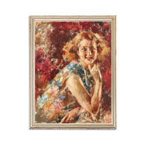 Vintage Portrait Painting | Vintage Oil Girl Portrait Painting | Antique Woman Portrait Painting | 19th Century Art Print | PRINTABLE art