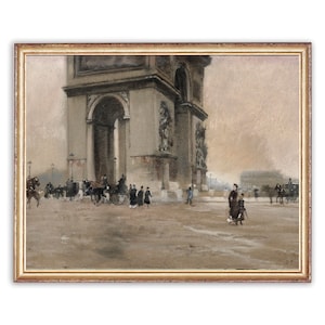 Vintage Arc de Triomphe Painting | Vintage Oil Paris Painting | Cityscape Painting | Paris Gate Art Print | PRINTABLE art