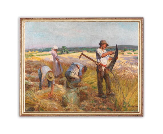 Rustikales Wandbild: Bauernhof-Landschaft Mit Windmühle Auf Holz – Gerahmte Druck-Dekoration Für Wohnzimmer & Bauernhaus-Stil