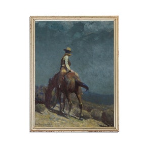 Vintage Old West Painting | Antique Horse Riders Cowboys Artwork | Classic Western Hills Poster | 19th Century Art Print | PRINTABLE art