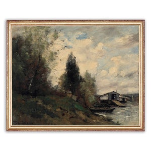 Stunning Trees and Lake Painting for Vintage Lovers, Vintage Landscape Print, Landscape Painting, Digital Prints, Downloadable Print