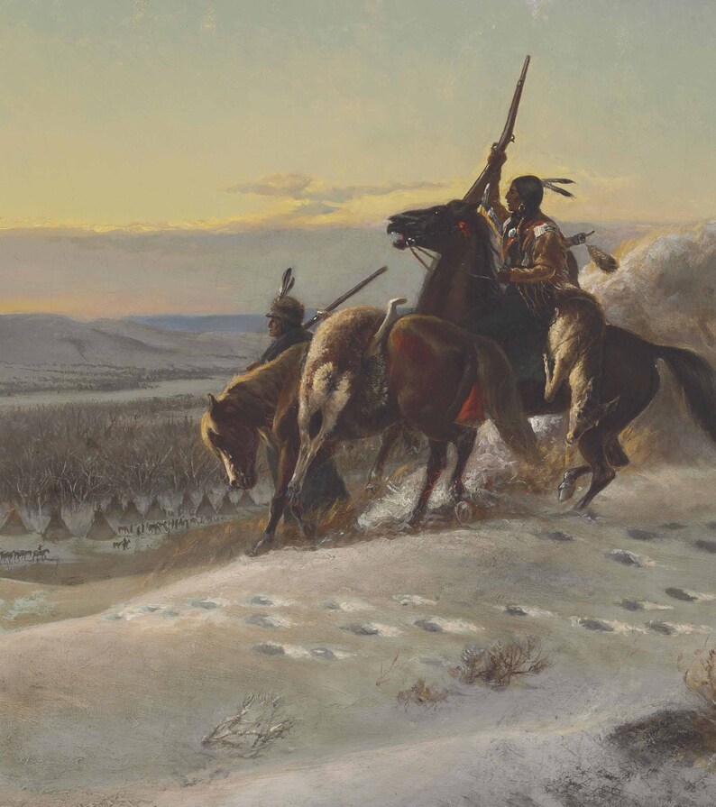 Native American Horse Riders Painting | 19th Century Western Art ...