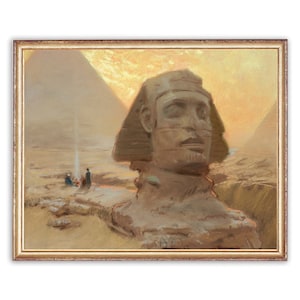 Vintage Ancient Architecture Painting | Antique Ancient Egypt Great Sphinx | Old Egypt Painting | 19th Century Art Print | PRINTABLE art
