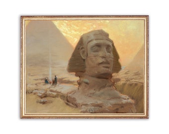 Vintage Ancient Architecture Painting | Antique Ancient Egypt Great Sphinx | Old Egypt Painting | 19th Century Art Print | PRINTABLE art