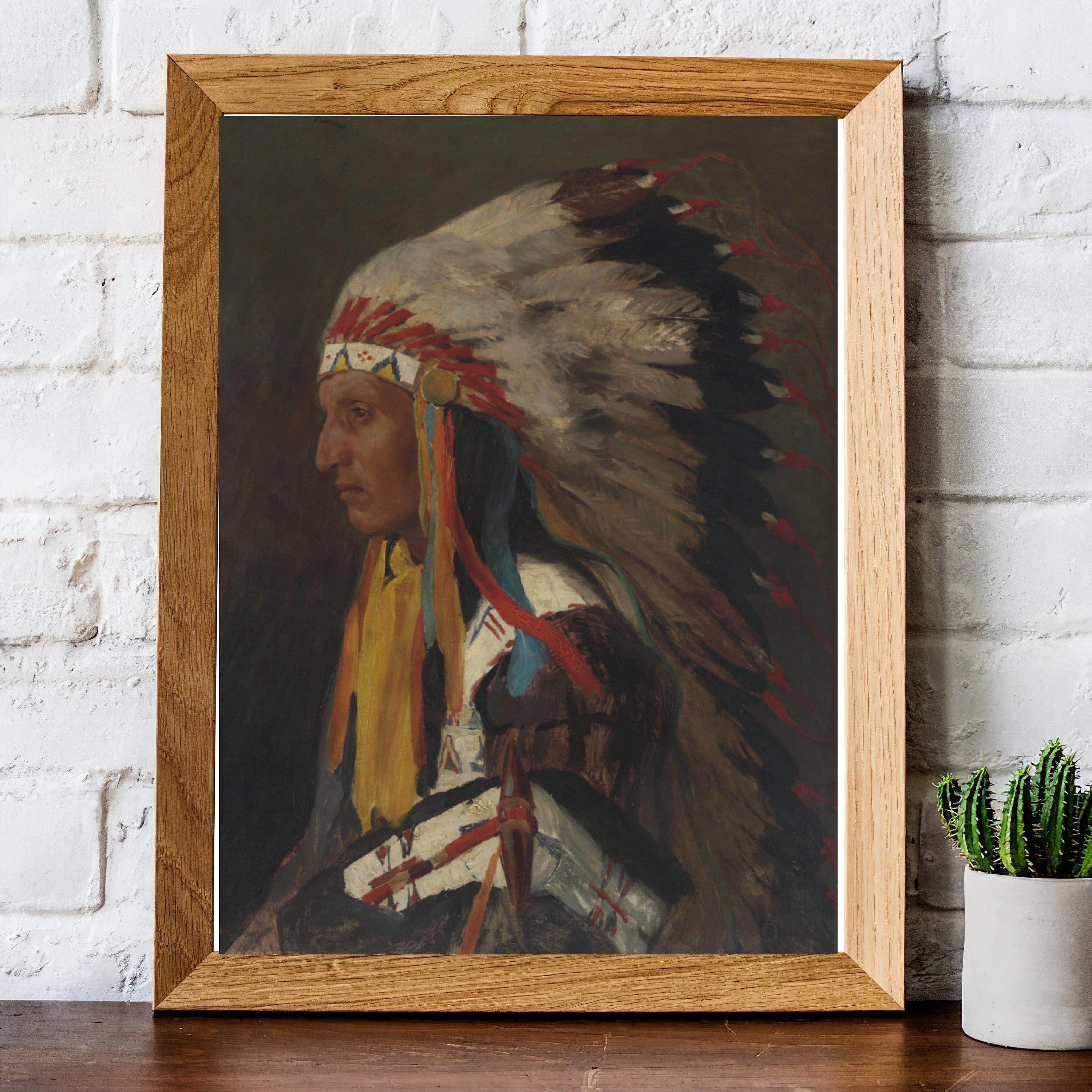 Vintage Western Painting | Vintage Oil Indian Painting | Old West