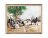 Vintage Paris Road Painting Cityscape Oil Painting 19th Century Classic Painting Paris Street Art Print PRINTABLE art