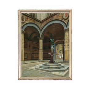 Vintage Architecture Painting | Cityscape Painting | Antique Building Architecture Painting | 19th Century Art Print | PRINTABLE art